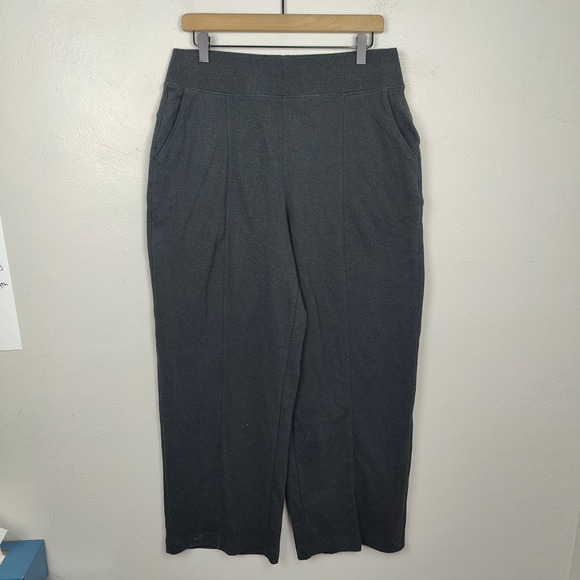Pact Wide Leg Ankle Pants Womens Large Charcoal Gray 100% Organic Cotton Lounge - Picture 2 of 9